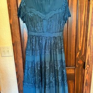 Bohme Blue Flutter Sleeve Midi Dress